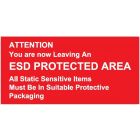 ESD Rigid Sign Attention Leaving an ESD Protected Area 300 x 150