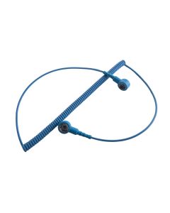 ESD coiled grounding cord with female 10mm snaps at both connector ends 