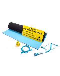 Premium quality ESD parts supplied with a 900 x 600mm light blue ESD bench mat 