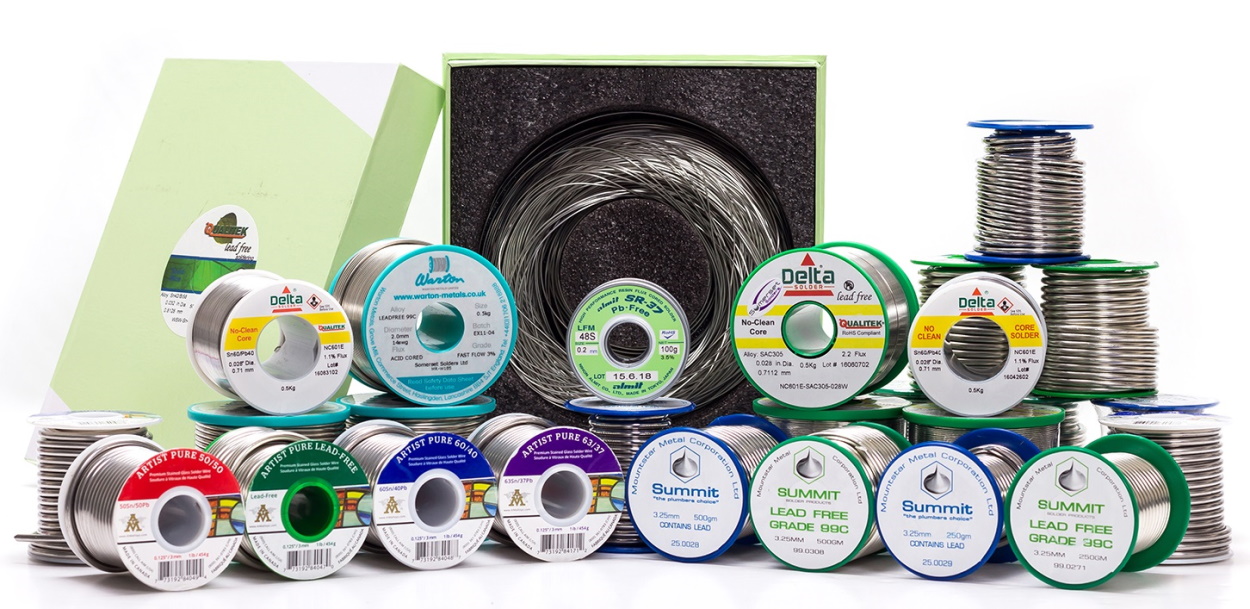 Check out the range of solders for electronics, general soldering and stained glass work.